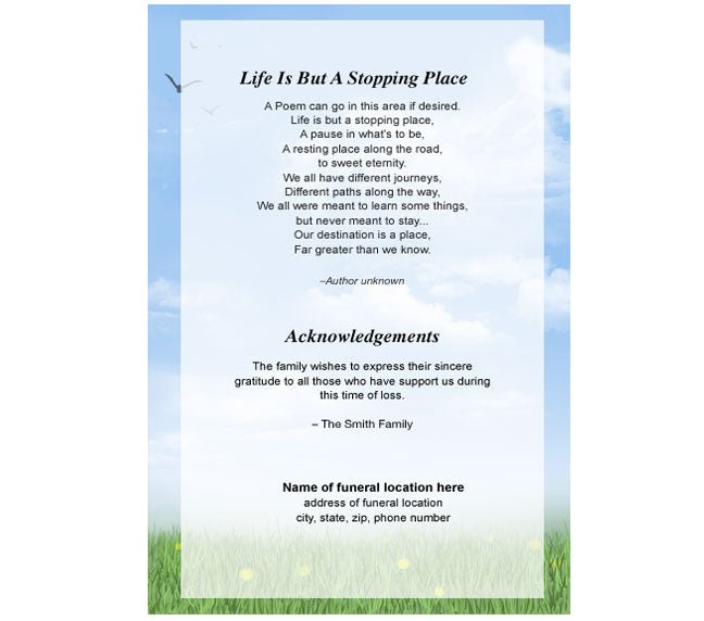 Summer 4 - Sided Graduated Funeral Program Template - The Funeral Program Site