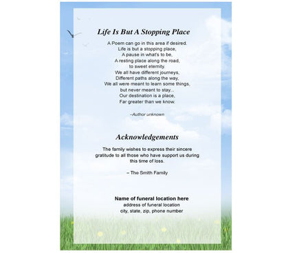 Summer 4 - Sided Graduated Funeral Program Template - The Funeral Program Site