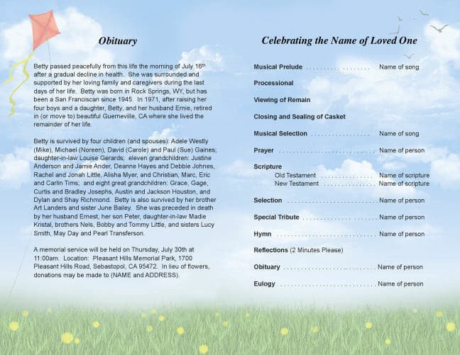 Summer Funeral Program Template - The Funeral Program Site