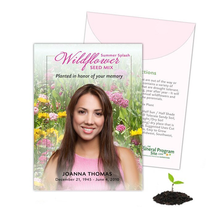 Summer Splash Wildflower Custom Memorial Seed Packet (Pack of 10) - The Funeral Program Site