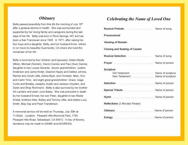 Summit Funeral Program Template - The Funeral Program Site