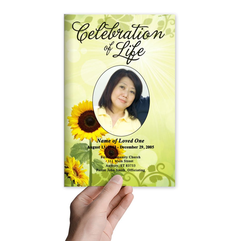 Sunflower Funeral Program Template - The Funeral Program Site