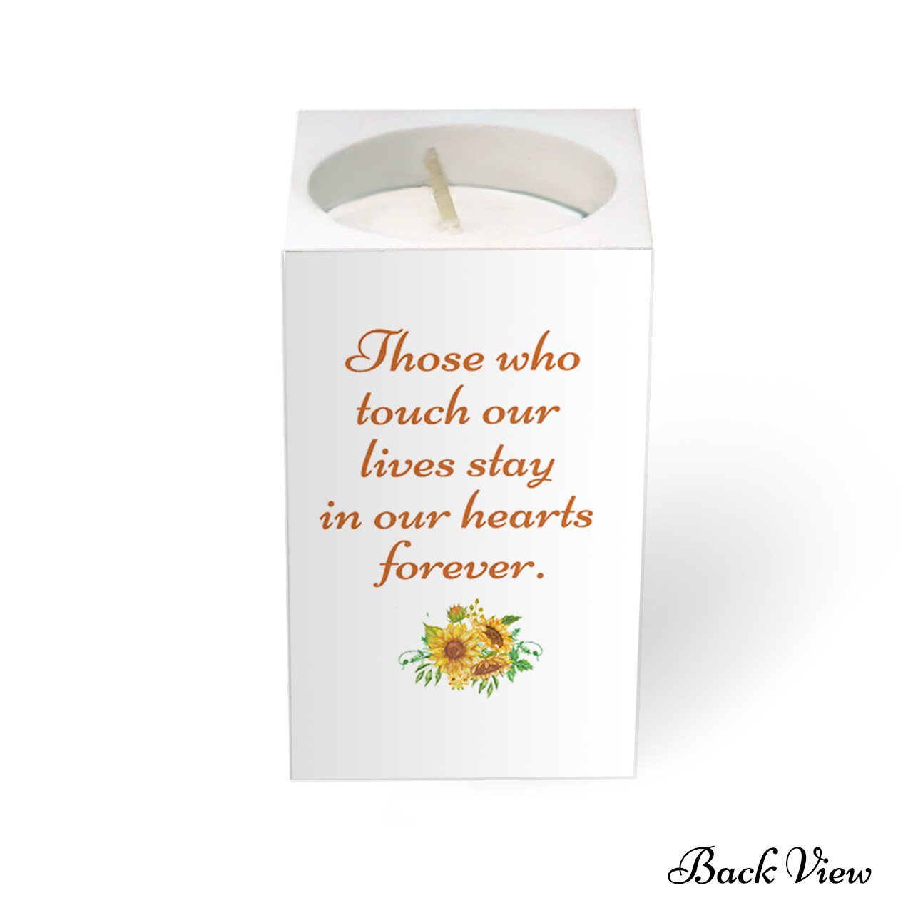 Sunflowers Personalized Mini Memorial Tea Light Candle Holder - The Funeral Program Site