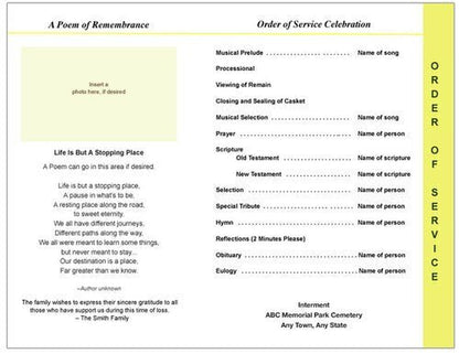 Sunny 8 - Sided Graduated Program Template - The Funeral Program Site