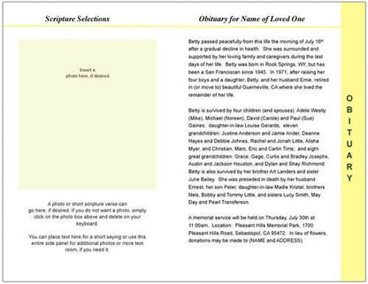 Sunny 8 - Sided Graduated Program Template - The Funeral Program Site