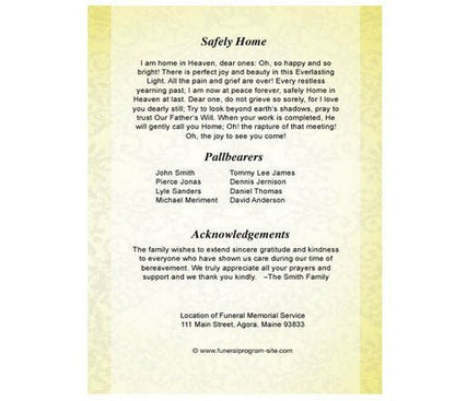 Sunny 8 - Sided Graduated Program Template - The Funeral Program Site