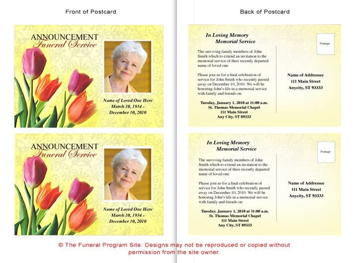 Sunny Funeral Announcement Template - The Funeral Program Site