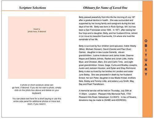 Sunrise 8 - Sided Graduated Program Template - The Funeral Program Site