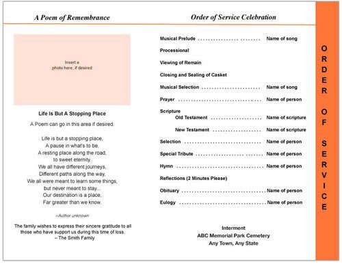 Sunrise 8 - Sided Graduated Program Template - The Funeral Program Site