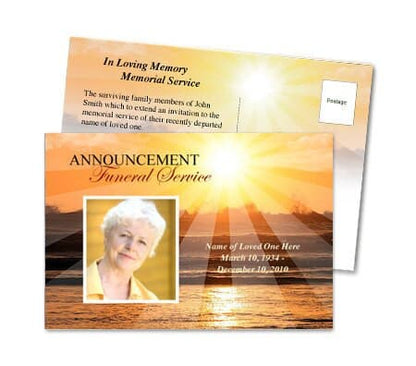 Sunrise Funeral Announcement Template - The Funeral Program Site