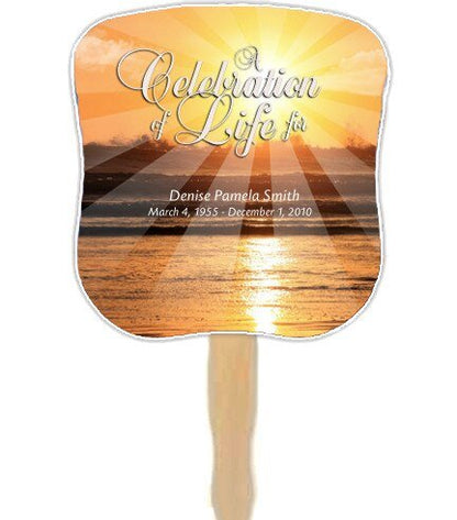 Sunrise Personalized Hour Glass Memorial Fan (Pack of 10) - The Funeral Program Site