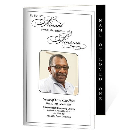 Sunset 4 - Sided Graduated Funeral Program Template - The Funeral Program Site