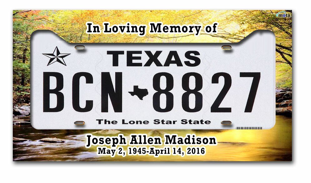 Sunset Custom In Loving Memory License Plate Frame - The Funeral Program Site