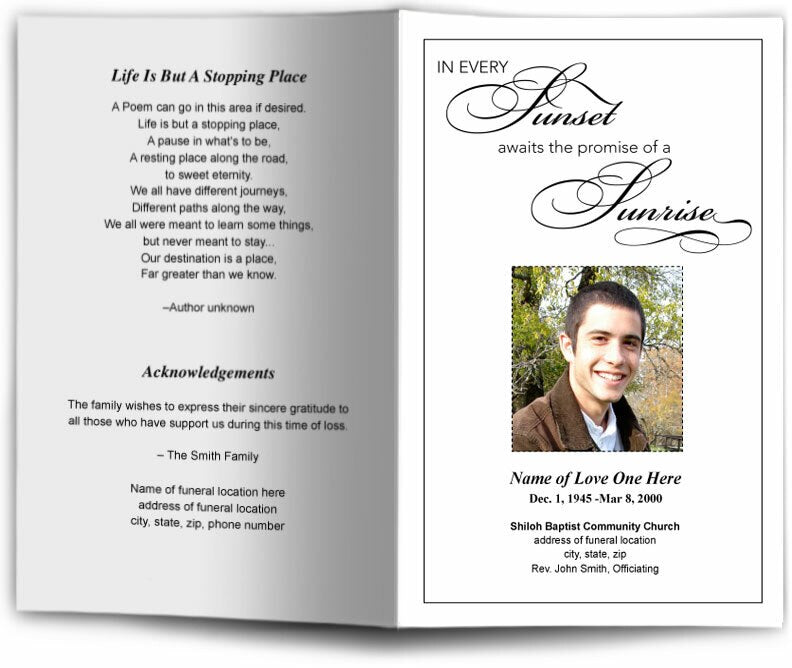 Sunset Funeral Program Template - The Funeral Program Site