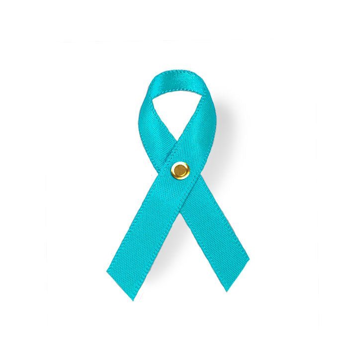 Teal Cancer Ribbon, Awareness Ribbons (No Personalization) - Pack of 10 - The Funeral Program Site