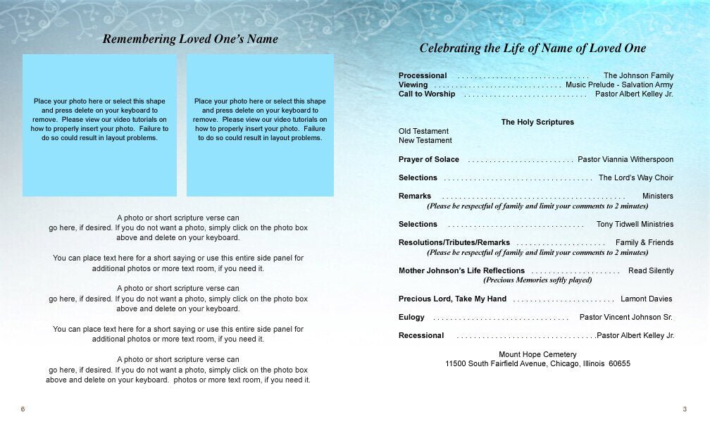 Teal Devotion Funeral Booklet Template - The Funeral Program Site