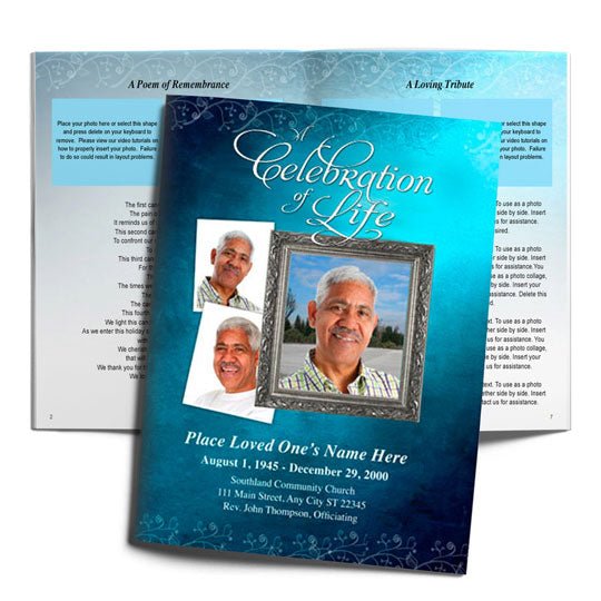 Teal Devotion Funeral Booklet Template - The Funeral Program Site