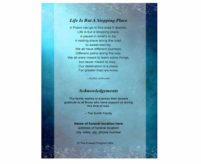 Teal Devotion Funeral Booklet Template - The Funeral Program Site