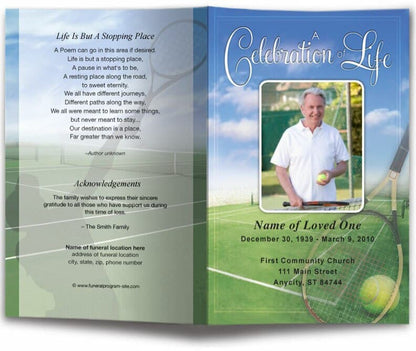 Tennis Funeral Program Template - The Funeral Program Site