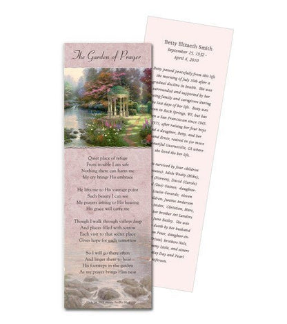 Thomas Kinkade Garden of Prayer Funeral Bookmark Paper (Pack of 24) - The Funeral Program Site