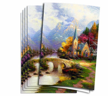 Thomas Kinkade Mountain Chapel Funeral Paper (Pack of 25) - The Funeral Program Site