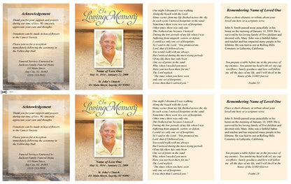 Timeless Small Memorial Card Template - The Funeral Program Site