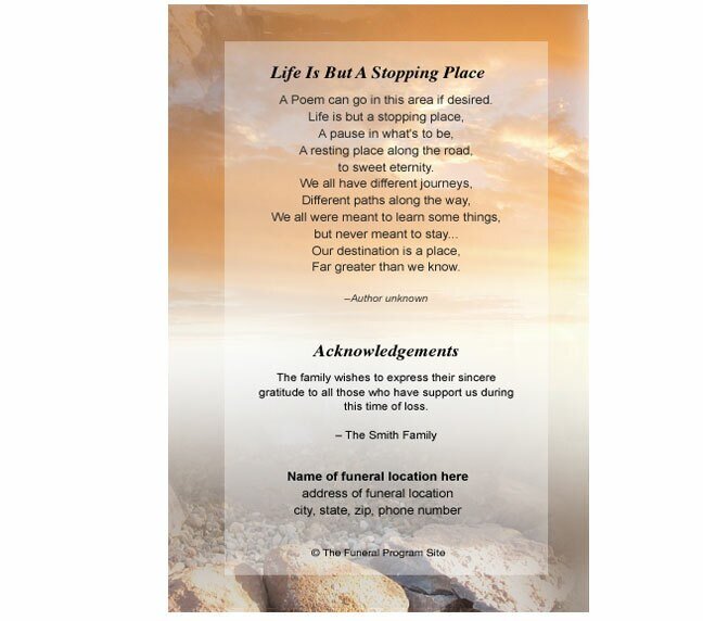 Timeless Small Memorial Card Template - The Funeral Program Site