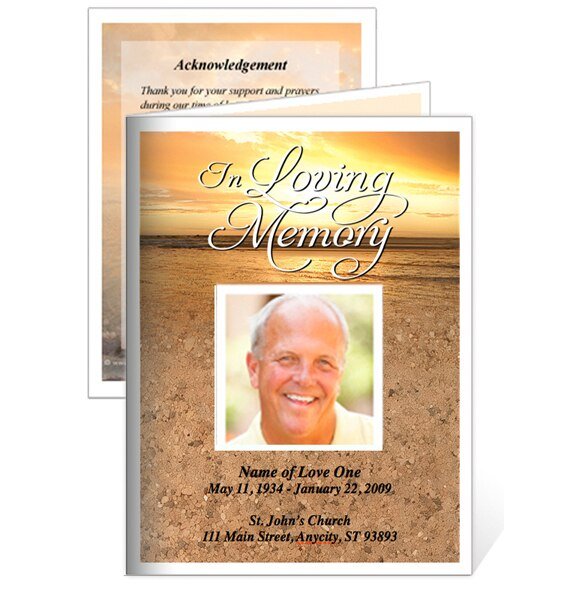 Timeless Small Memorial Card Template - The Funeral Program Site