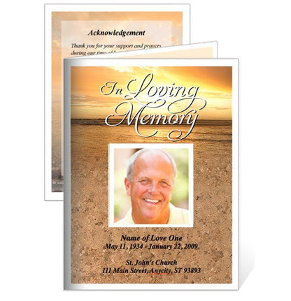 Timeless Small Memorial Card Template - The Funeral Program Site