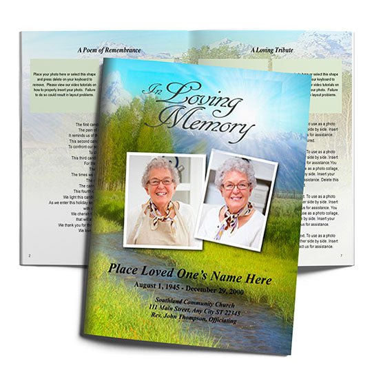 Tranquil Funeral Booklet Template - The Funeral Program Site