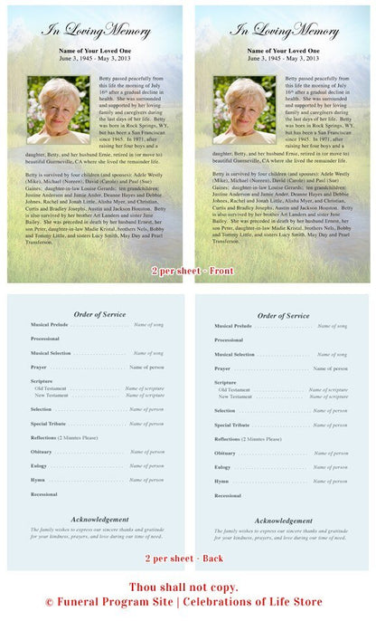 Tranquil Funeral Flyer Template - The Funeral Program Site