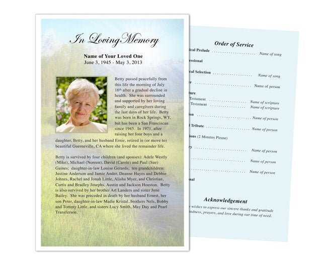 Tranquil Funeral Flyer Template - The Funeral Program Site