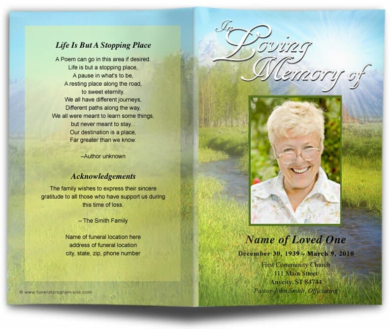 Tranquil Funeral Program Template - The Funeral Program Site