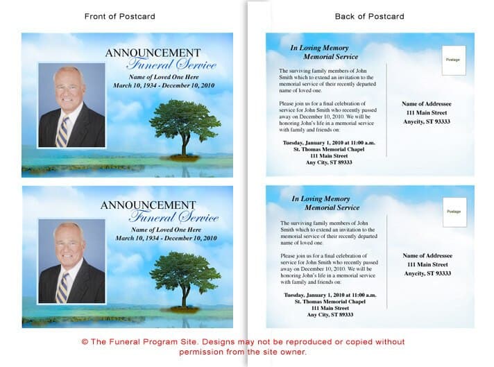 Treasure Funeral Announcement Template - The Funeral Program Site