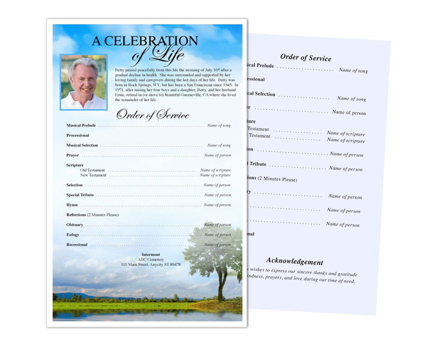 Treasure Funeral Flyer Template - The Funeral Program Site