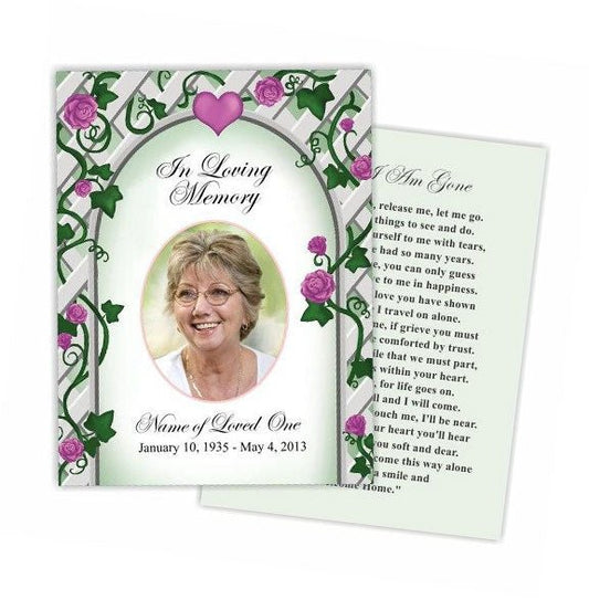 Trellis Small Memorial Card Template - The Funeral Program Site