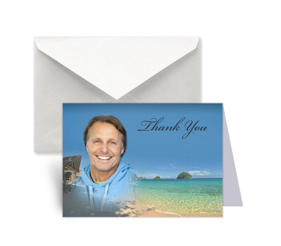 Tropical Funeral Thank You Card Design & Print (Pack of 50) - The Funeral Program Site