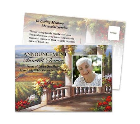 Tuscany Funeral Announcement Template - The Funeral Program Site