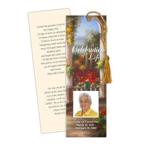 Tuscany Memorial Bookmark Template - The Funeral Program Site