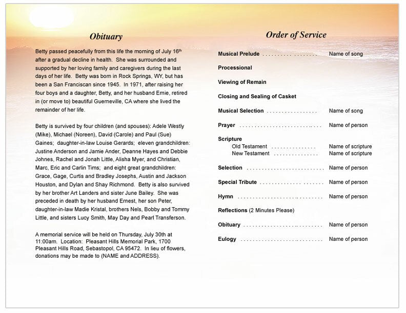 Twilight Funeral Program Template - The Funeral Program Site