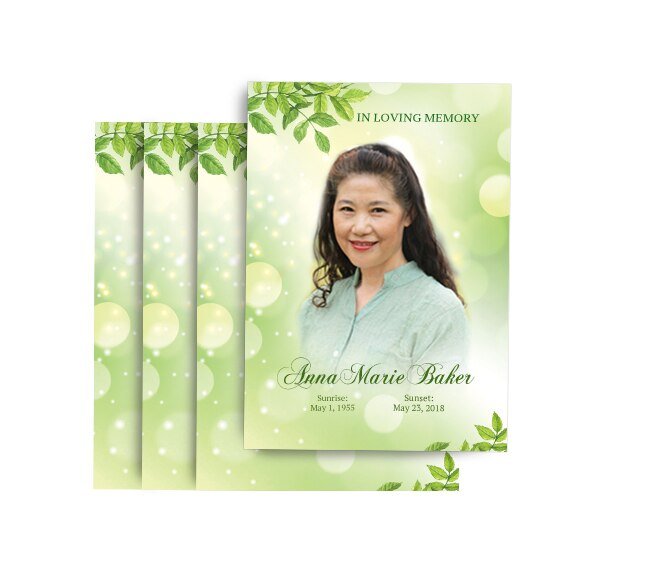 Twinkling Leaf Funeral Postcard Design & Print (Pack of 50) - The Funeral Program Site