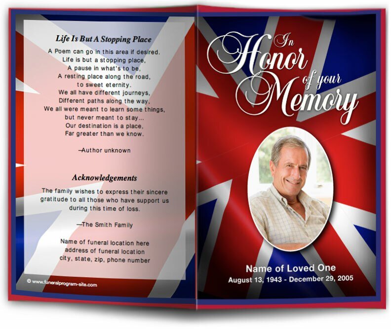 UK Flag Funeral Program Template - The Funeral Program Site