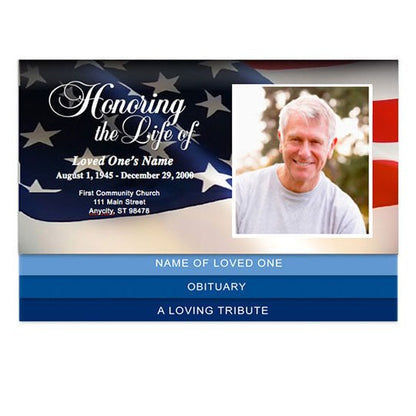 US Flag 8 - Sided Graduated Bottom Fold Template - The Funeral Program Site