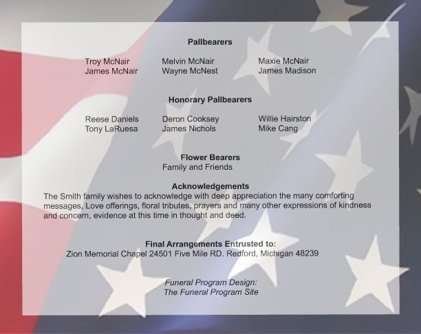 US Flag 8 - Sided Graduated Bottom Fold Template - The Funeral Program Site