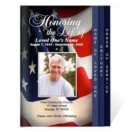 US Flag 8 - Sided Graduated Program Template - The Funeral Program Site