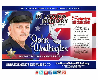 US Flag Custom Social Media Announcement - The Funeral Program Site