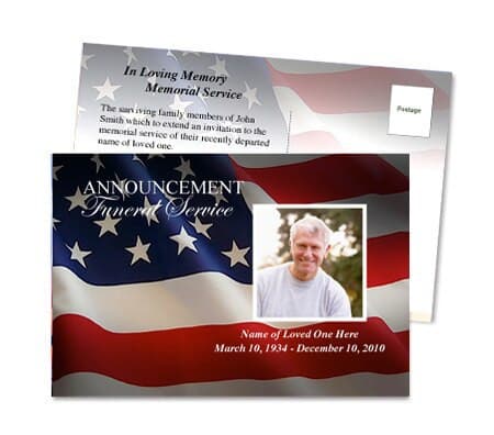 US Flag Funeral Announcement Template - The Funeral Program Site