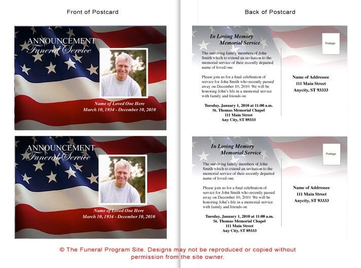 US Flag Funeral Announcement Template - The Funeral Program Site