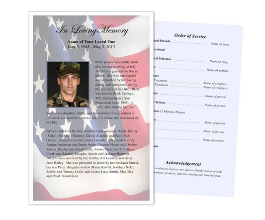 U.S. Flag Funeral Flyer Template - The Funeral Program Site