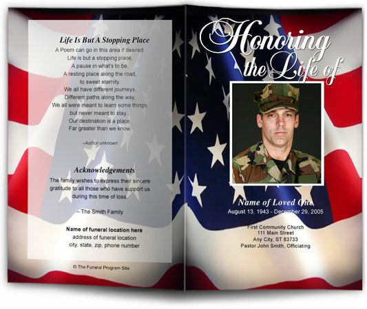 US Flag Funeral Program Template - The Funeral Program Site